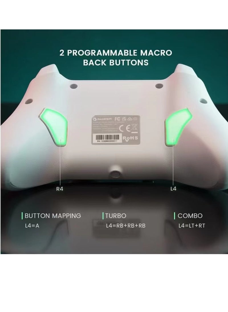 General - وحدة تحكم ألعاب لاسلكية GameSir T4 Cyclone Pro تعمل بتقنية البلوتوث للتبديل/Lite/OLED Switch لوحة تحكم عن بعد مع عصا التحكم المستشعرة لتأثير القاعة، متوافقة مع Steam Deck، Android، iOS، Windows أبيض - Image 1