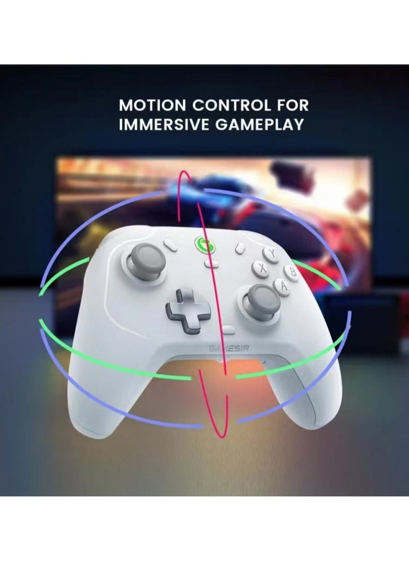 General - وحدة تحكم ألعاب لاسلكية GameSir T4 Cyclone Pro تعمل بتقنية البلوتوث للتبديل/Lite/OLED Switch لوحة تحكم عن بعد مع عصا التحكم المستشعرة لتأثير القاعة، متوافقة مع Steam Deck، Android، iOS، Windows أبيض - Image 1