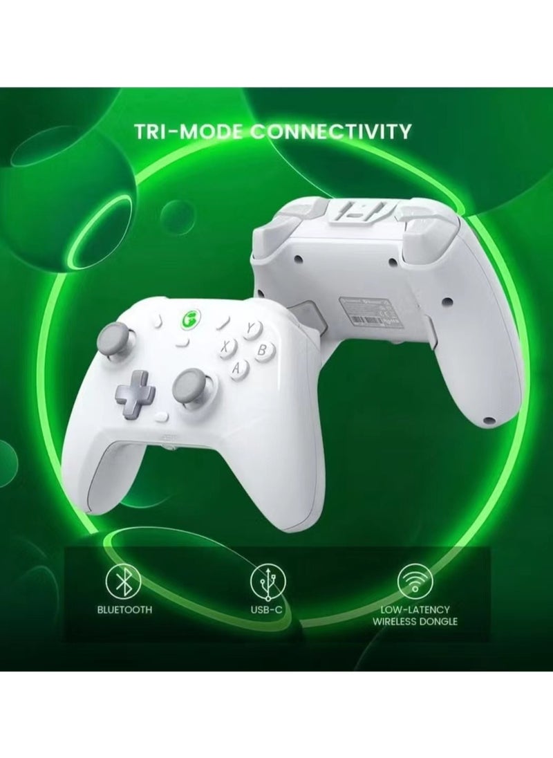 General - وحدة تحكم ألعاب لاسلكية GameSir T4 Cyclone Pro تعمل بتقنية البلوتوث للتبديل/Lite/OLED Switch لوحة تحكم عن بعد مع عصا التحكم المستشعرة لتأثير القاعة، متوافقة مع Steam Deck، Android، iOS، Windows أبيض - Image 1