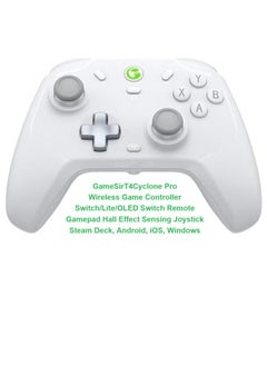 وحدة تحكم ألعاب لاسلكية GameSir T4 Cyclone Pro تعمل بتقنية البلوتوث للتبديل/Lite/OLED Switch لوحة تحكم عن بعد مع عصا التحكم المستشعرة لتأثير القاعة، متوافقة مع Steam Deck، Android، iOS، Windows أبيض