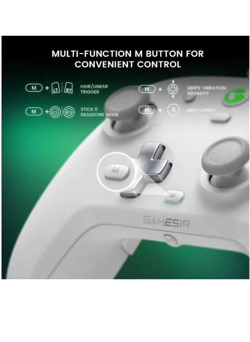 General - وحدة تحكم ألعاب لاسلكية GameSir T4 Cyclone Pro تعمل بتقنية البلوتوث للتبديل/Lite/OLED Switch لوحة تحكم عن بعد مع عصا التحكم المستشعرة لتأثير القاعة، متوافقة مع Steam Deck، Android، iOS، Windows أبيض - Image 1