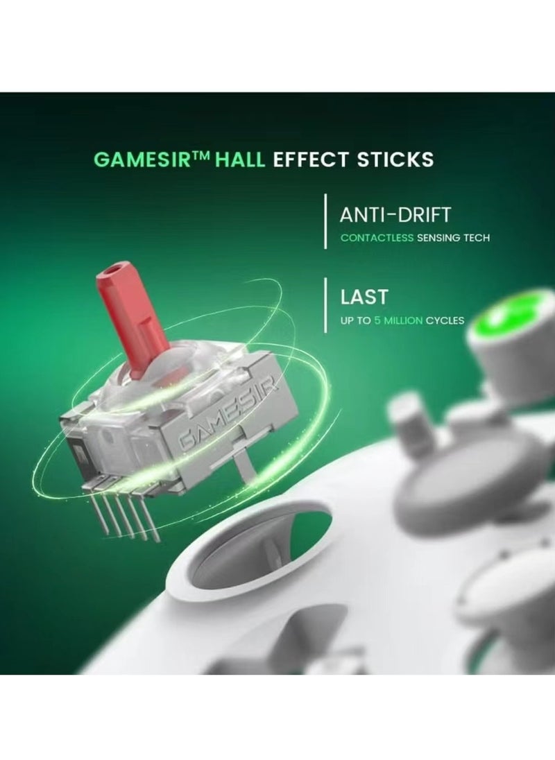 General - وحدة تحكم ألعاب لاسلكية GameSir T4 Cyclone Pro تعمل بتقنية البلوتوث للتبديل/Lite/OLED Switch لوحة تحكم عن بعد مع عصا التحكم المستشعرة لتأثير القاعة، متوافقة مع Steam Deck، Android، iOS، Windows أبيض - Image 1