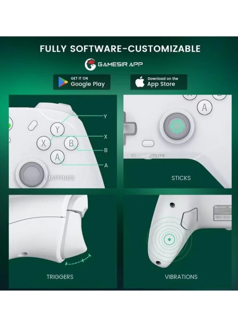 General - وحدة تحكم ألعاب لاسلكية GameSir T4 Cyclone Pro تعمل بتقنية البلوتوث للتبديل/Lite/OLED Switch لوحة تحكم عن بعد مع عصا التحكم المستشعرة لتأثير القاعة، متوافقة مع Steam Deck، Android، iOS، Windows أبيض - Image 1