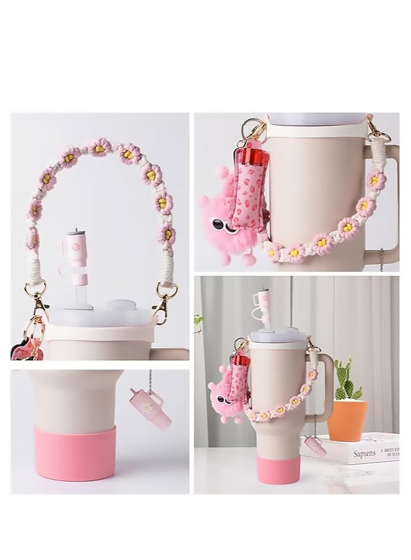 7 Pcs Cup Accessory Including Water Bottle Handle Strap, Silicone Cup Sleeve, Lipstick Holder, Key Chain Charms, Handle Charms, And Straw Topper Accessories For 40oz/30oz Cup - Image 2