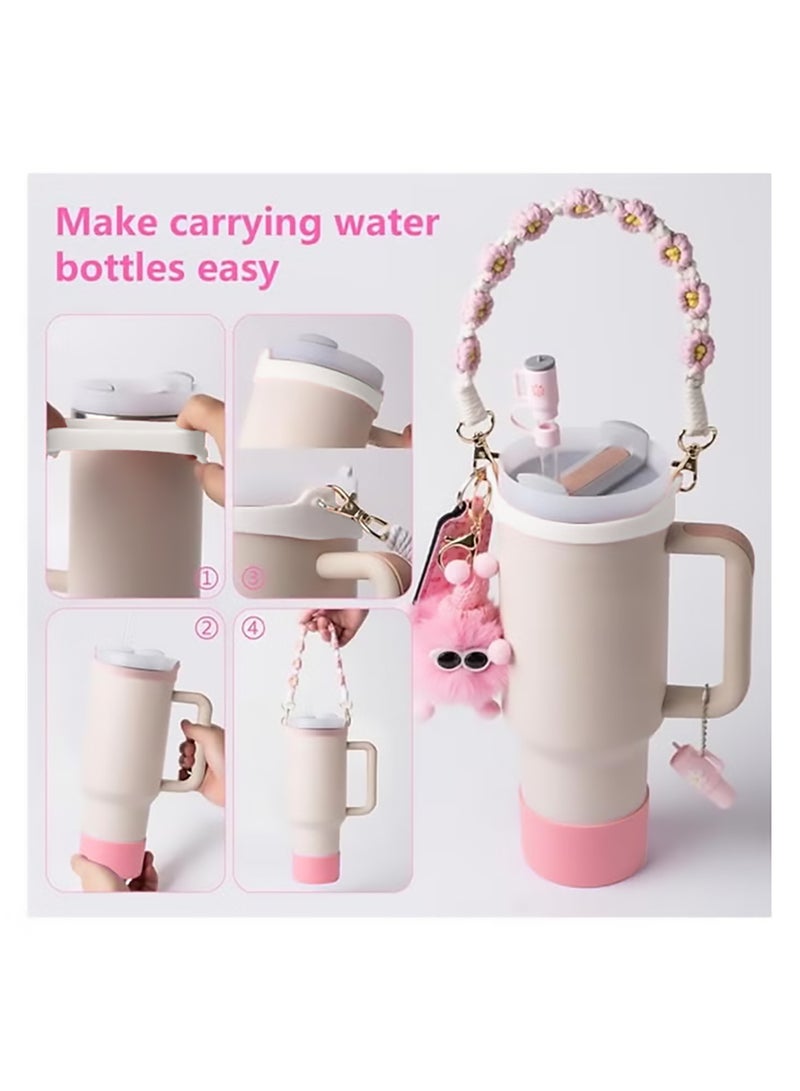 7 Pcs Cup Accessory Including Water Bottle Handle Strap, Silicone Cup Sleeve, Lipstick Holder, Key Chain Charms, Handle Charms, And Straw Topper Accessories For 40oz/30oz Cup - Image 3