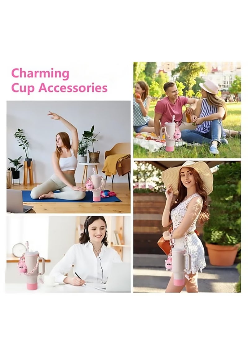 7 Pcs Cup Accessory Including Water Bottle Handle Strap, Silicone Cup Sleeve, Lipstick Holder, Key Chain Charms, Handle Charms, And Straw Topper Accessories For 40oz/30oz Cup - Image 5
