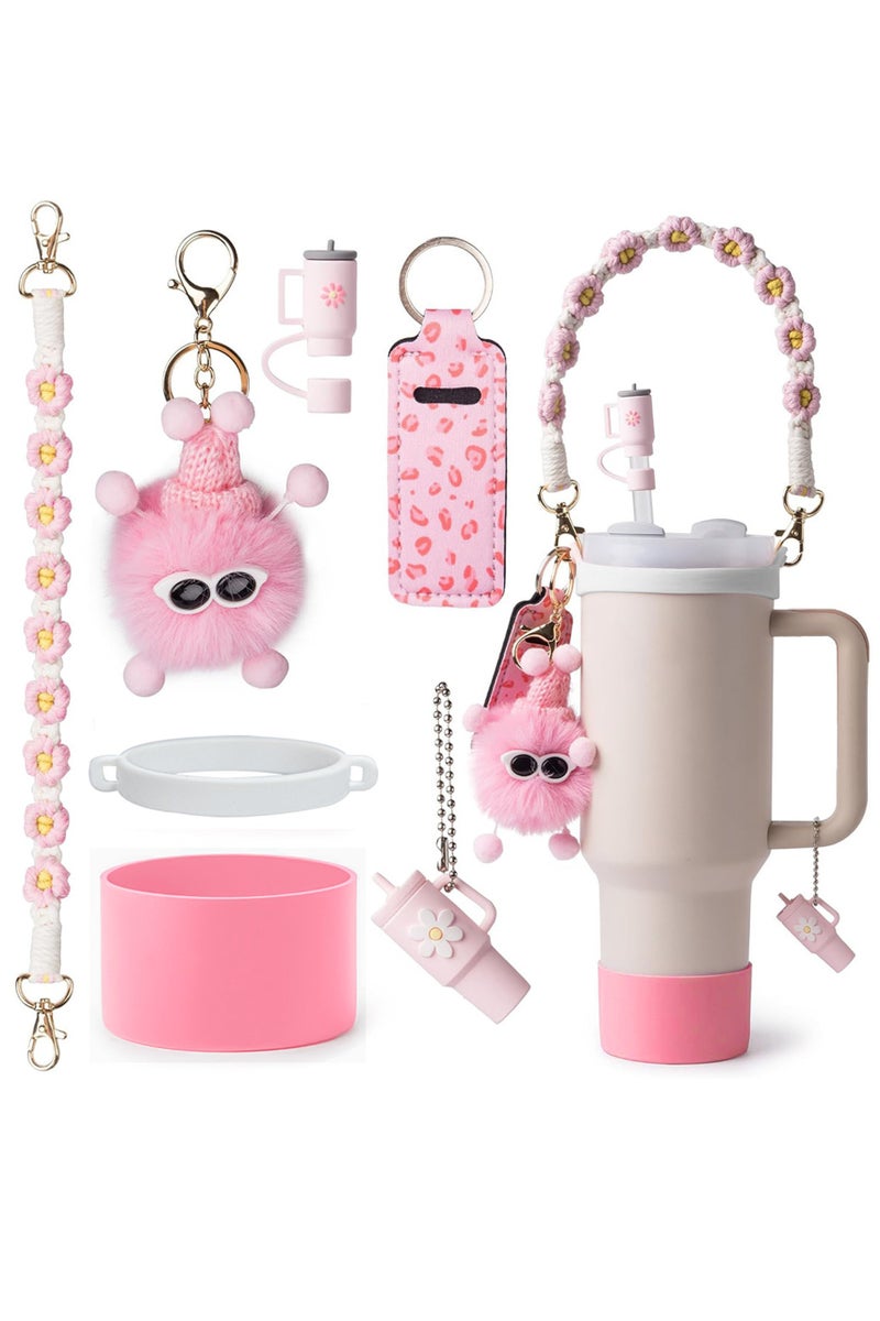 7 Pcs Cup Accessory Including Water Bottle Handle Strap, Silicone Cup Sleeve, Lipstick Holder, Key Chain Charms, Handle Charms, And Straw Topper Accessories For 40oz/30oz Cup - Image 1