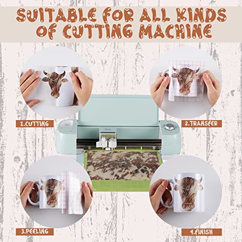Tintnut Cowhide Permanent Vinyl - 12"x10" Sheets, Cow Print Patterned Permanent Adhesive Vinyl for Cutting Machine,Waterproof Vinyl for Home Decor Self Sticker - Image 3
