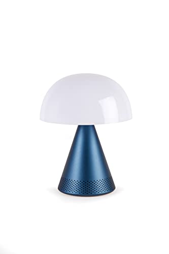 Lexon Mina L Audio 2 in 1 Mushroom Table Lamp and Wireless Bluetooth Speaker 9 LED Color Mood Lamp for Bedrooms Living Room Music Player Dark Blue - Image 1