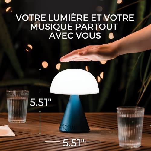 Lexon Mina L Audio 2 in 1 Mushroom Table Lamp and Wireless Bluetooth Speaker 9 LED Color Mood Lamp for Bedrooms Living Room Music Player Dark Blue - Image 3