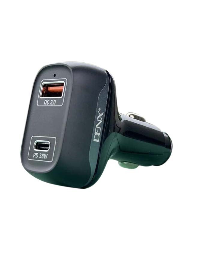 Denx Car Charger 2 Ports  USB Qualcom 3 + USB C PD 38 W Fast Charging - Image 1