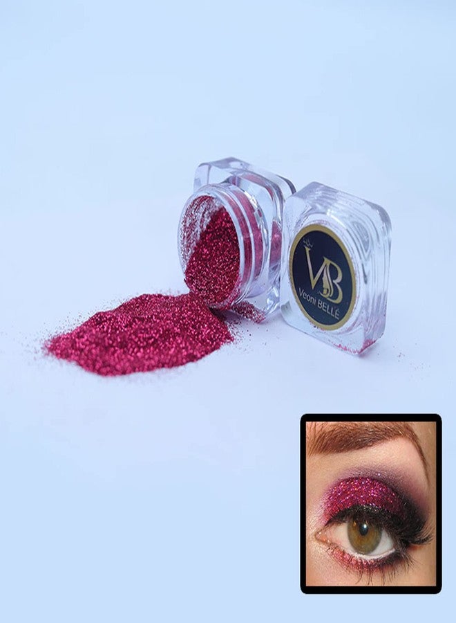 Veoni Belle Professional Set of 2 Glitter Eyeshadow Loose HD Holographic Glitter Eyeshadow Pigment Mettalic Glitter Sparkling Gliter Powder (Dark Pink & Copper) - Image 2
