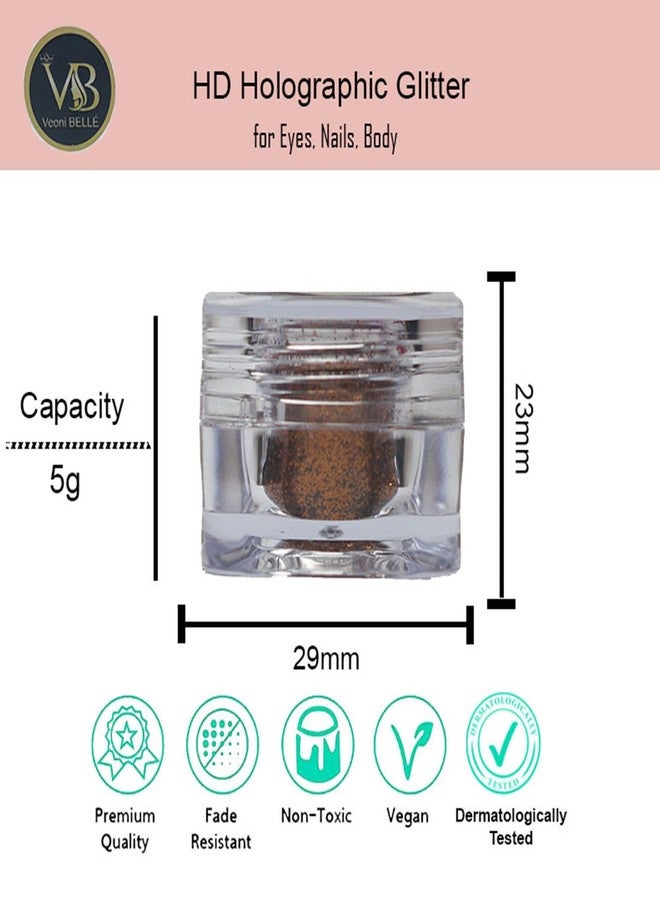 Veoni Belle Professional Set of 2 Glitter Eyeshadow Loose HD Holographic Glitter Eyeshadow Pigment Mettalic Glitter Sparkling Gliter Powder (Dark Pink & Copper) - Image 4