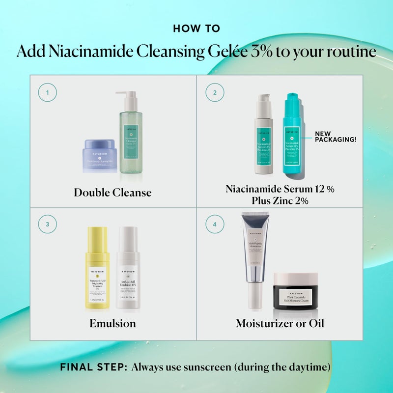 NATURIUM جل التنظيف Naturium Niacinamide بنسبة 3% بالإضافة إلى حمض الهيالورونيك وفيتامين C، غسول لطيف وناعم للوجه، 7.1 أونصة - Image 4