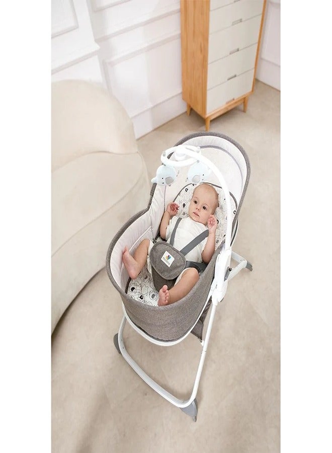 ماستيلا كرسي هزاز ومهد أطفال 6 في 1 مع العاب اطفال رصاصي - 08038 - Image 3