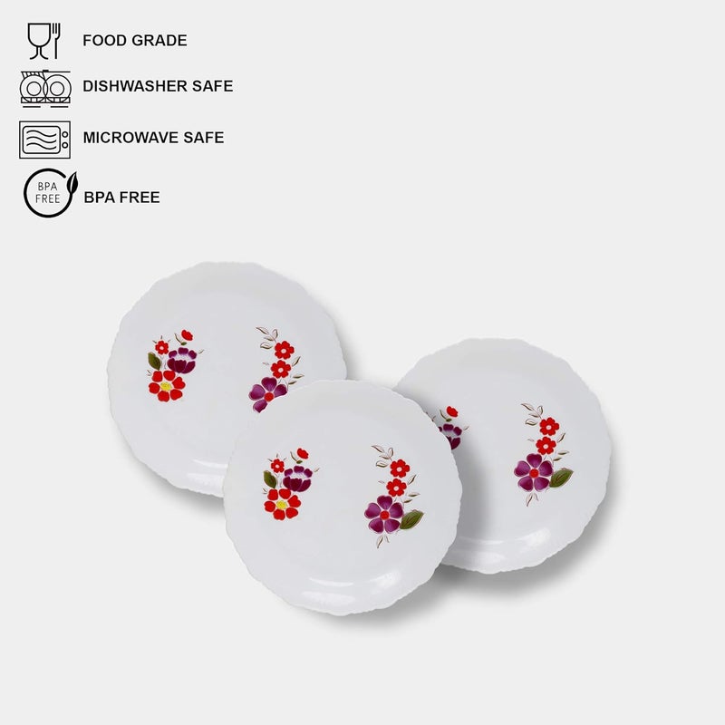 Cutting EDGE Round Serrated Edges Dinner Plates with Floral Printed Design for Families Parties Unbreakable Kid Friendly Microwave Safe Dishwasher Safe Big Purple Set of 3 - Image 2