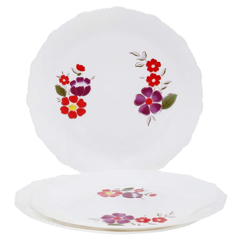 Cutting EDGE Round Serrated Edges Dinner Plates with Floral Printed Design for Families Parties Unbreakable Kid Friendly Microwave Safe Dishwasher Safe Big Purple Set of 3 - Image 1