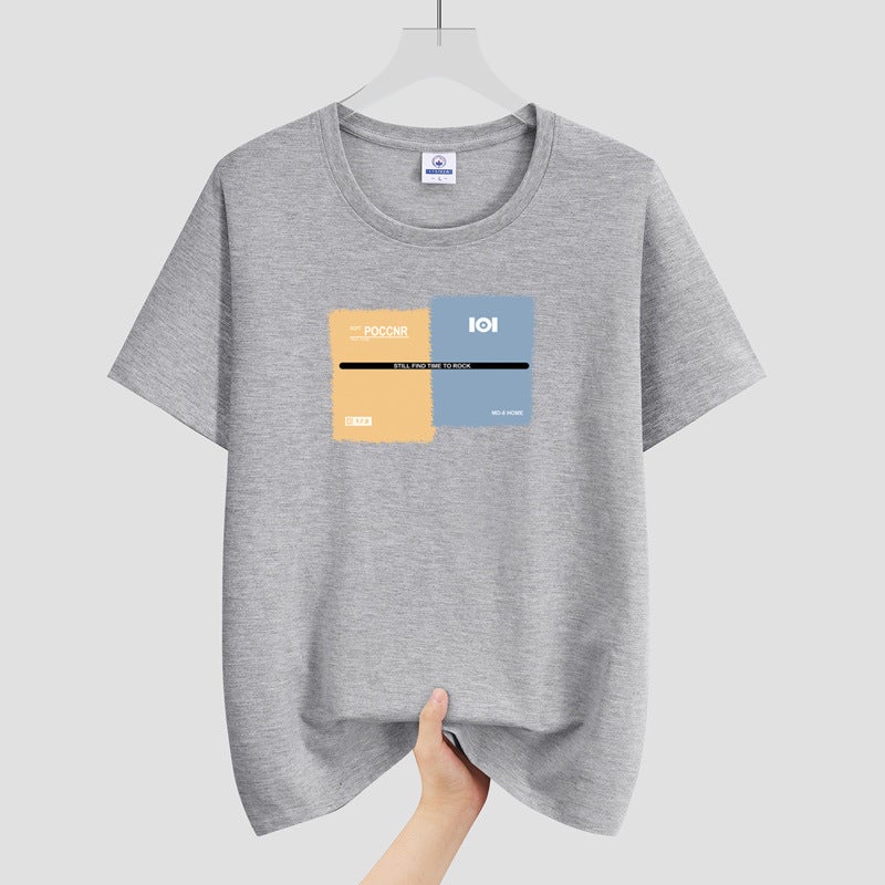Men'S Round Neck Cotton Short-Sleeved T-Shirt Youth Fashion Printed Loose Plus Size Trendy All-Matching T-Shirt - Image 1