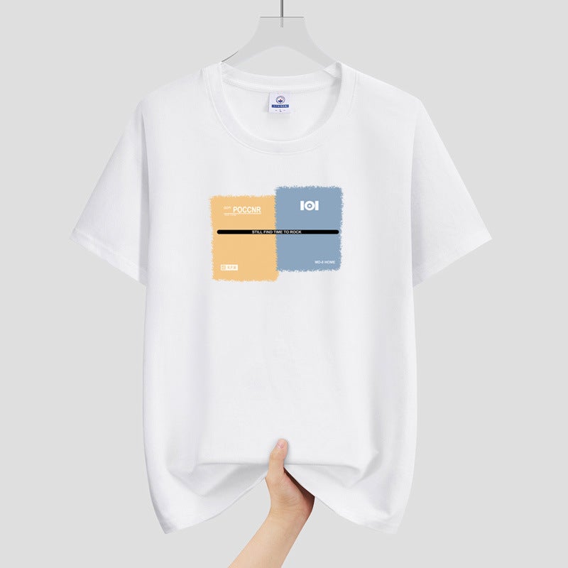 Men'S Round Neck Cotton Short-Sleeved T-Shirt Youth Fashion Printed Loose Plus Size Trendy All-Matching T-Shirt - Image 2