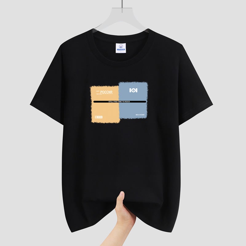 Men'S Round Neck Cotton Short-Sleeved T-Shirt Youth Fashion Printed Loose Plus Size Trendy All-Matching T-Shirt - Image 4