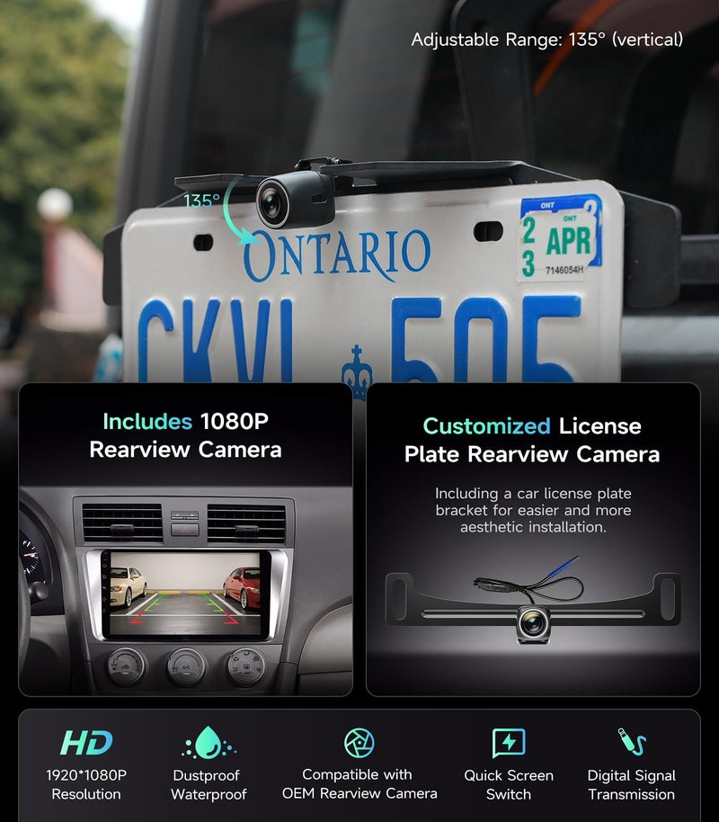 AINAVIGO 5G WiFi Android Car Stereo for Toyota Camry 2006 2007 2008 2009 2010 2011, 9 Inch IPS HD Touch Screen Car Radio Wireless CarPlay Android Auto, GPS FM/SWC Bluetooth 1080P Backup Camera - Image 4