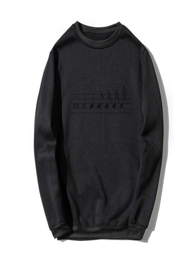 Generic - Music Notes Printed Sweatshirt Black - Image 1