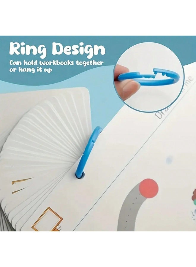 4-in-1 Reusable Tracing Workbook for Kids Ages 3-7 – 144 Pages Erasable Preschool Learning Activity Set – Fine Motor Skills, Pen Control, Math, Drawing, Cognitive Development – Screen-Free Educational Toy for Home & Travel - Image 5