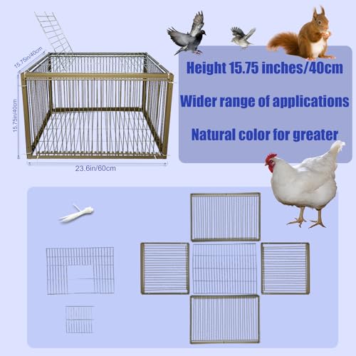 WEIYOONS 15" H Chicken Pigeon Trap Cage Birdcage Small Animal Trap Cage with Escape-Proof Design for Bird Turkey Duck Dove (23.6" L x 15.7" W x 15.7" H) - Image 2