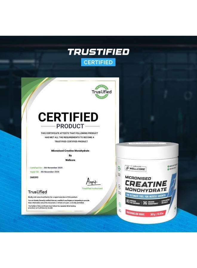 Wellcore Micronised Creatine Monohydrate Powder, Watermelon Wave, 367g (83 Servings) - Image 3