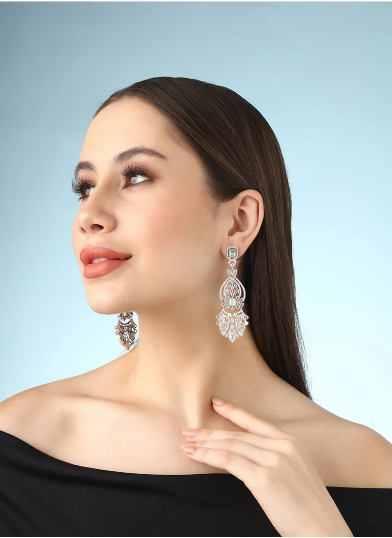 Priyaasi American Diamond Contemporary Drop Earrings