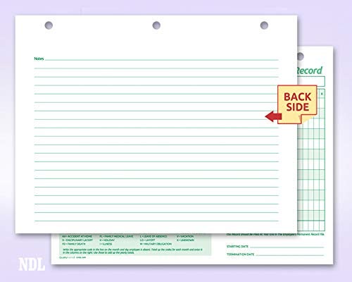 NextDayLabels - Employee Daily Attendance History Records, Letter Size Cards (25 Forms) - Image 3