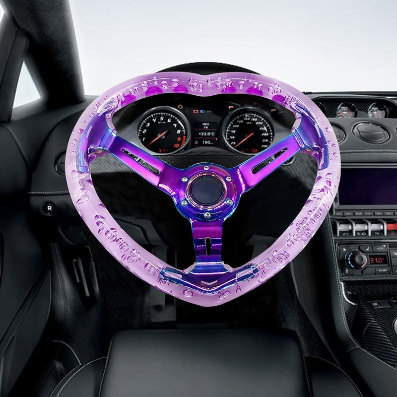 idain Universal Acrylic Racing Steering Wheel Heart-Shaped Design Steering Wheel Fit for Most vehicle,Racing car,RZR,Club Car (Purple) - Image 2