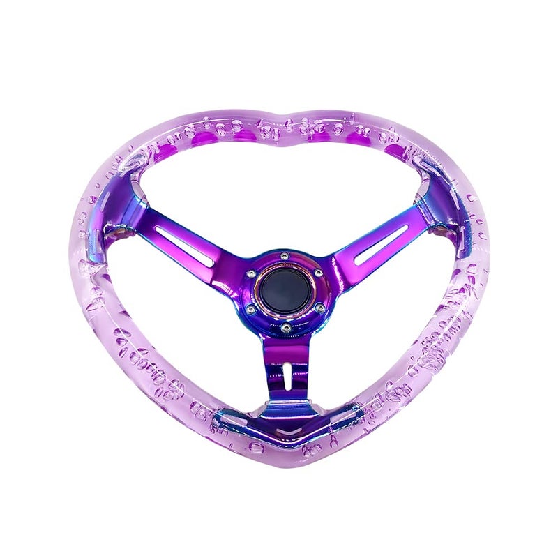 idain Universal Acrylic Racing Steering Wheel Heart-Shaped Design Steering Wheel Fit for Most vehicle,Racing car,RZR,Club Car (Purple) - Image 1