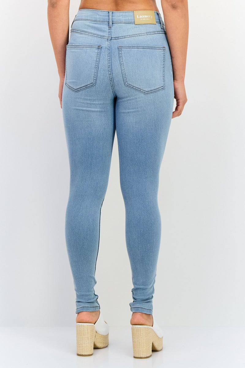 VERO MODA I Scenery By Vero Moda Women Skinny Fit Washed Stretchable Jeans, Light Blue - Image 3