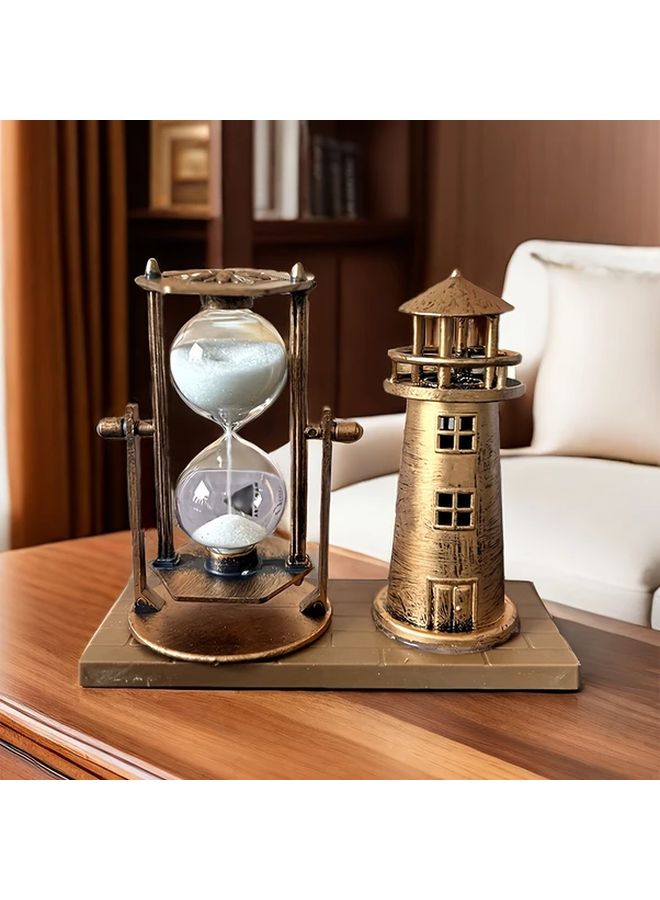 Antique Bronze Lighthouse Hourglass 3D Resin Sand Timer Vintage Nautical Desk Decor - Image 5