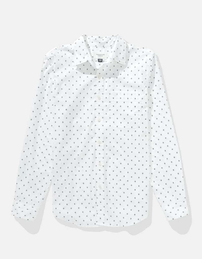 American Eagle AE Slim Fit Everyday Printed Button-Up Shirt
