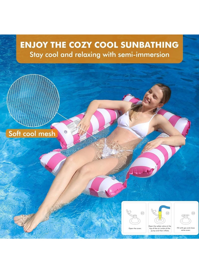 Inflatable Pool Rafts,Swimming Pool Float Hammock for Adult,Inflatable Water Pool Hammocks,Inflatable Pool Float for Swimming Pool Accessories,Swimming Pool Chair for Outdoor,Beach,Pool,Lake (Pink)