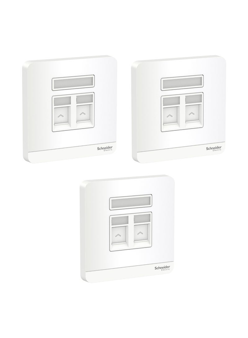 Schneider Electric Schneider Electric Avataron, Wallplate For 2 Keystone Rj45, White - Pack of 3 