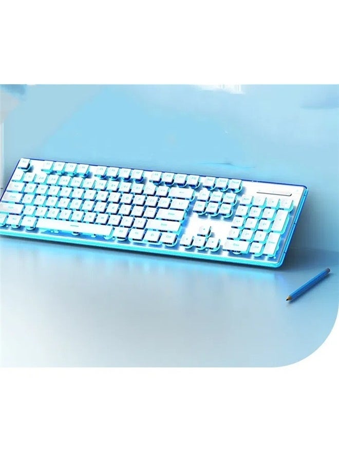 yongsheng Gaming Mechanical keyboard, Blue backlit Wired keys Computer keyboard for Laptop gaming，Computer Keyboard and Mouse Combo Silent Lighted Keyboards(Blue)  - Image 3