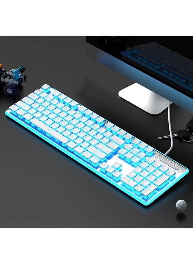 yongsheng Gaming Mechanical keyboard, Blue backlit Wired keys Computer keyboard for Laptop gaming，Computer Keyboard and Mouse Combo Silent Lighted Keyboards(Blue)  - Image 2
