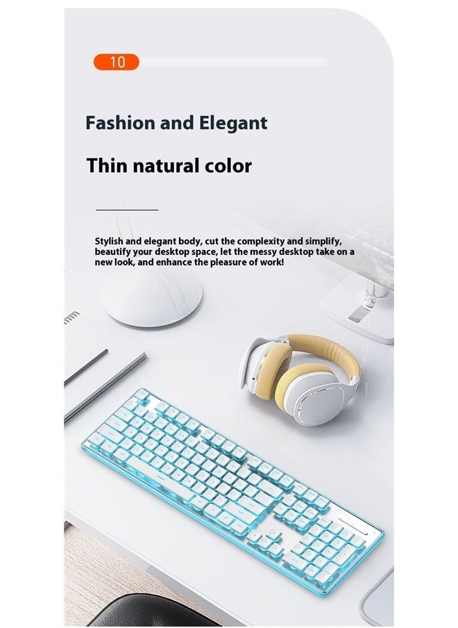yongsheng Gaming Mechanical keyboard, Blue backlit Wired keys Computer keyboard for Laptop gaming，Computer Keyboard and Mouse Combo Silent Lighted Keyboards(Blue)  - Image 5