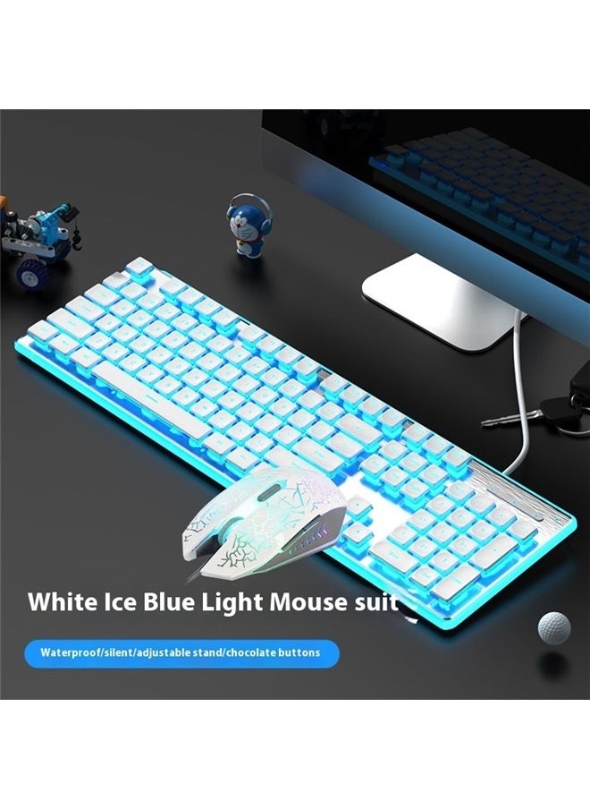 yongsheng Gaming Mechanical keyboard, Blue backlit Wired keys Computer keyboard for Laptop gaming，Computer Keyboard and Mouse Combo Silent Lighted Keyboards(Blue)  - Image 1