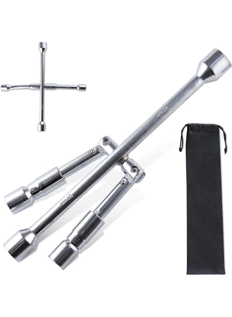 Foldable 4-Way Lug Wrench – Heavy-Duty Sliding Cross Tire Tool Compatible with All Wheels, 14-Inch Iron Wrench for Cars & Trucks (11/16 Inch) - Image 1