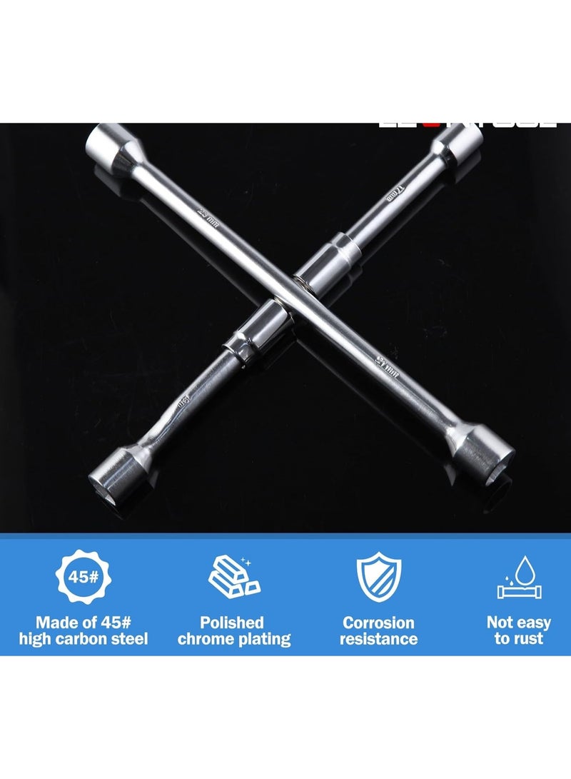 Foldable 4-Way Lug Wrench – Heavy-Duty Sliding Cross Tire Tool Compatible with All Wheels, 14-Inch Iron Wrench for Cars & Trucks (11/16 Inch) - Image 2
