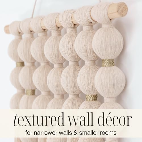 STRONA Handmade Macrame Wall Hanging – 16"W x 23"L Boho Tapestry with Gold Detail, Natural Cotton Macrame Wall Art, Organic Modern Wall Decor for Bedroom, Living Room, Entryway, Artisan Handcrafted in India - Image 5
