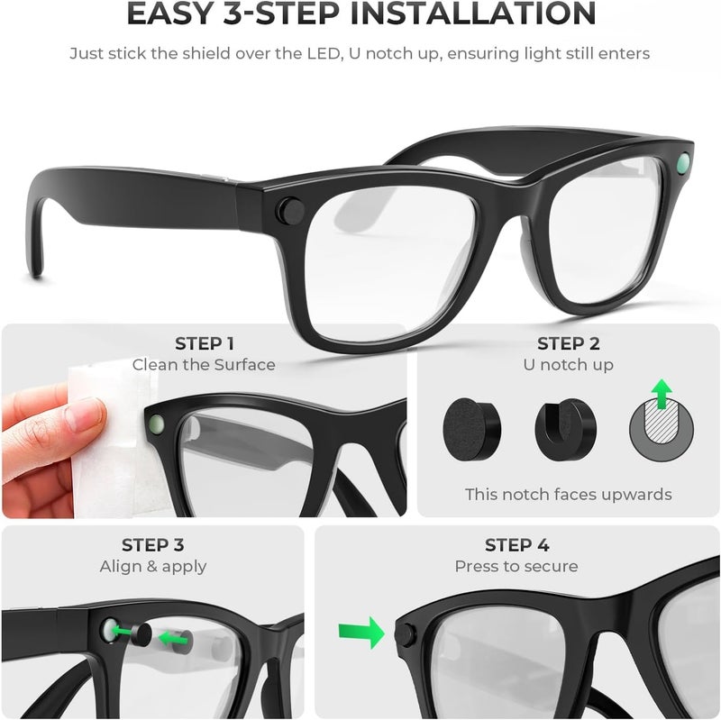 20 Pcs LED Light Blocking Stickers for RayBan Meta Wayfarer, Skyler, Headliner, Display & Oakley HSTN Smart Glasses, Low-Tack Restickable Blackout Covers Sticker, Smart Glasses Accessories - Image 3