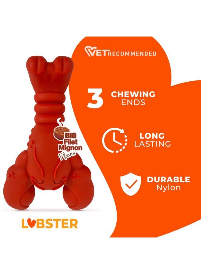 Nylabone Lobster Dog Toy Power Chew – Cute Dog Toys for Aggressive Chewers – with a Funny Twist! Filet Mignon Flavor, X-Large/Souper (1 Count) - Image 4