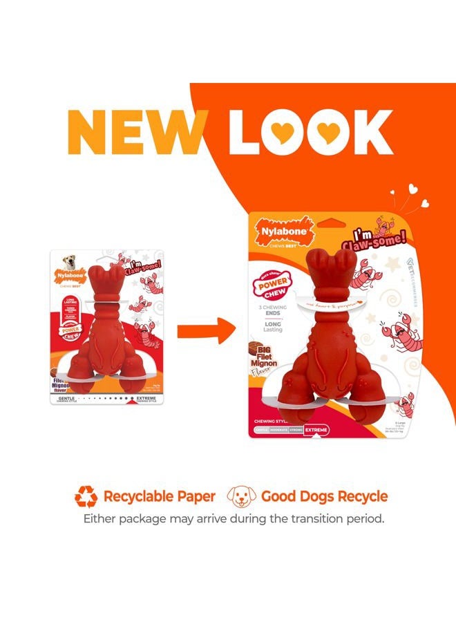 Nylabone Lobster Dog Toy Power Chew – Cute Dog Toys for Aggressive Chewers – with a Funny Twist! Filet Mignon Flavor, X-Large/Souper (1 Count) - Image 3