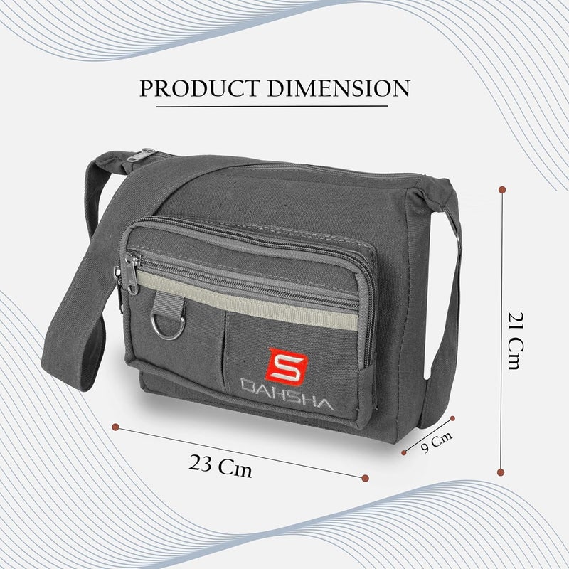 DAHSHA Stylish Cotton Sling Cross Body Travel Office Business Messenger One Side Shoulder Bag For Men Women (Grey, 21.5 x 8.8 x 24 Cm) - Image 2