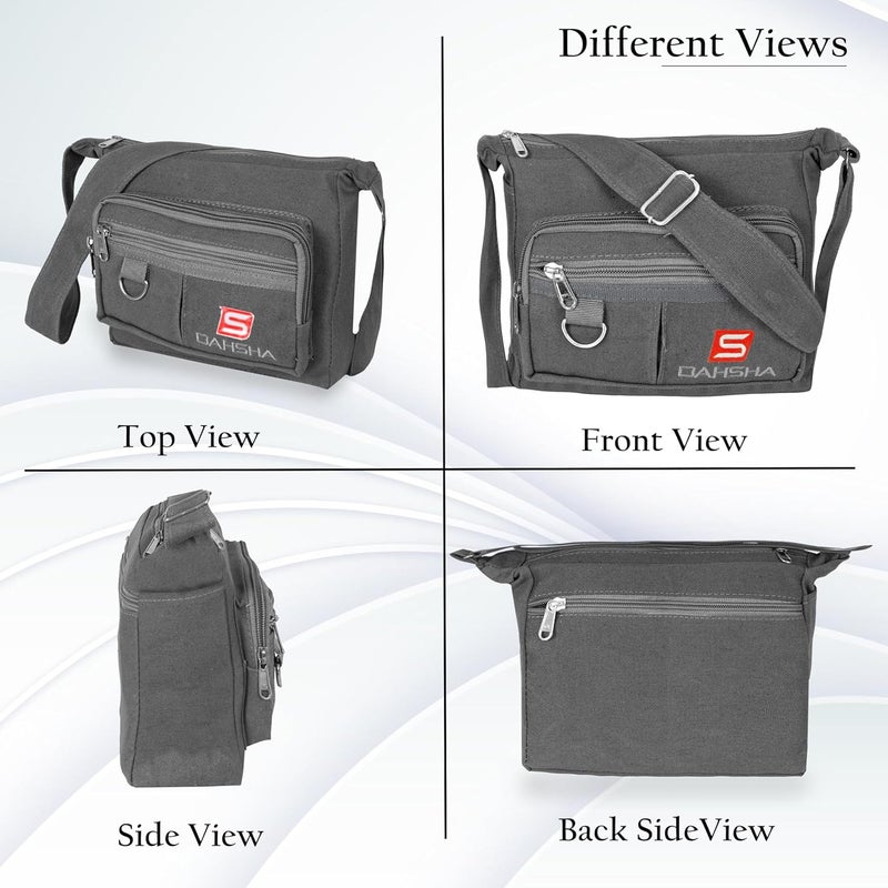 DAHSHA Stylish Cotton Sling Cross Body Travel Office Business Messenger One Side Shoulder Bag For Men Women (Grey, 21.5 x 8.8 x 24 Cm) - Image 4